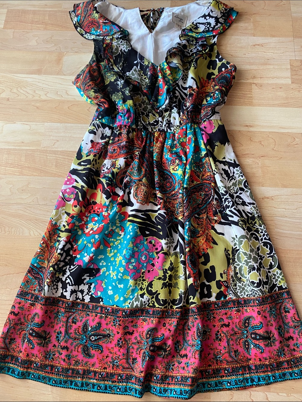 Women’s Multicolor Paisley Ruffle Midi Dress